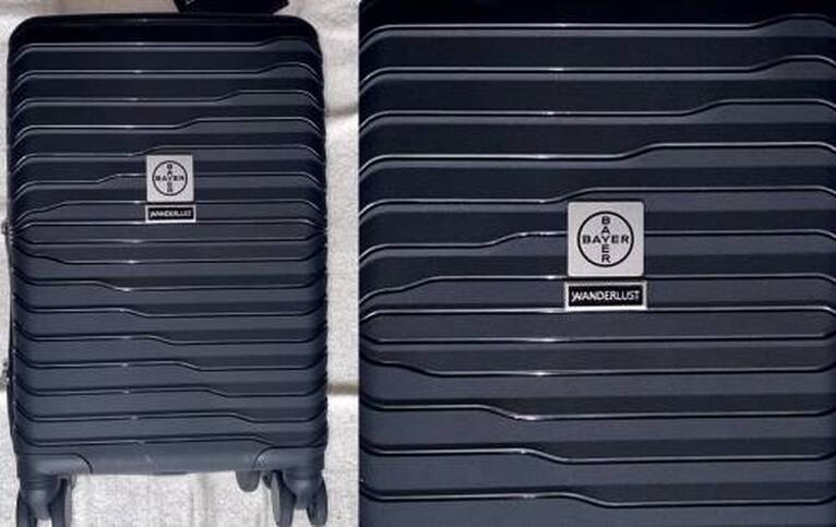 Valija carry on con logo aplicado en chapita